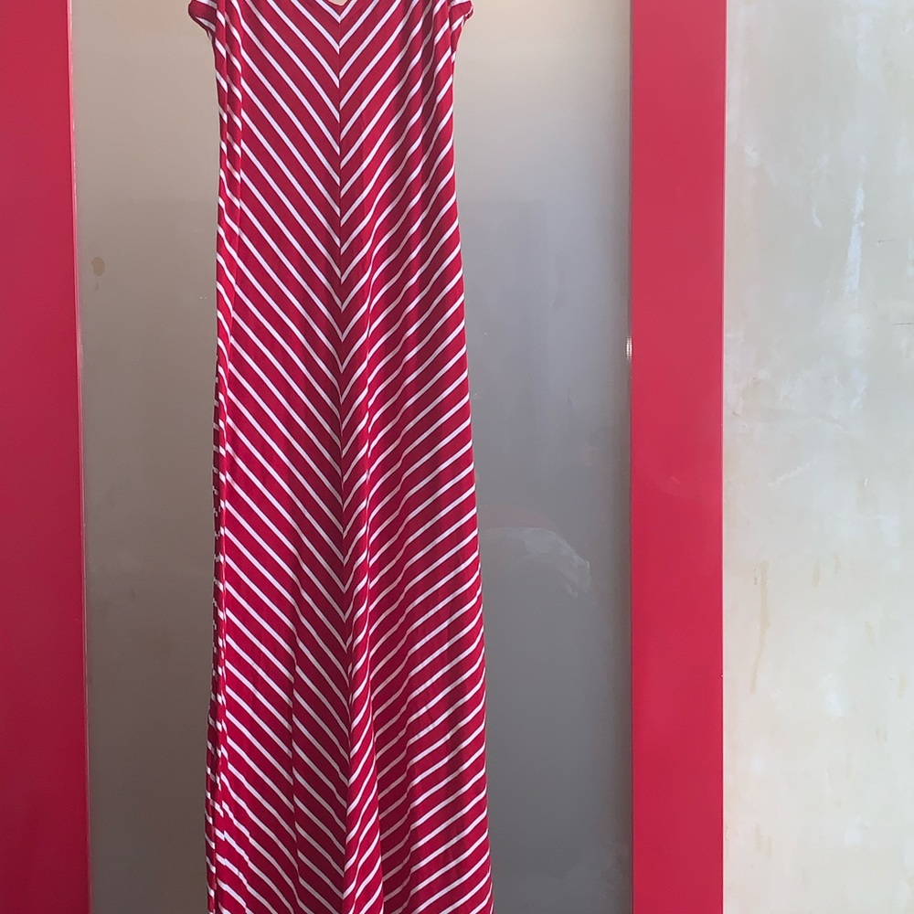 Red&White Stripe Maxi Dress